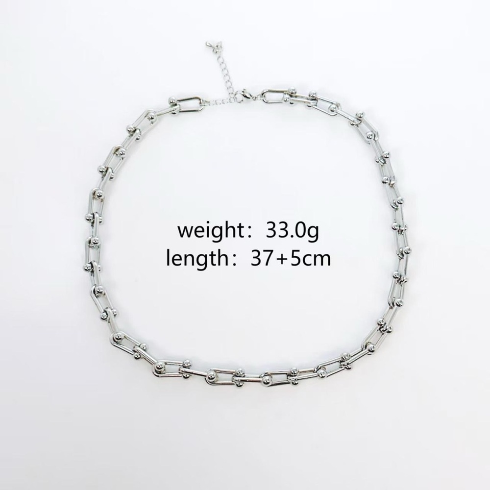 Silver Link Beaded Chain Necklace - Women Jewelry